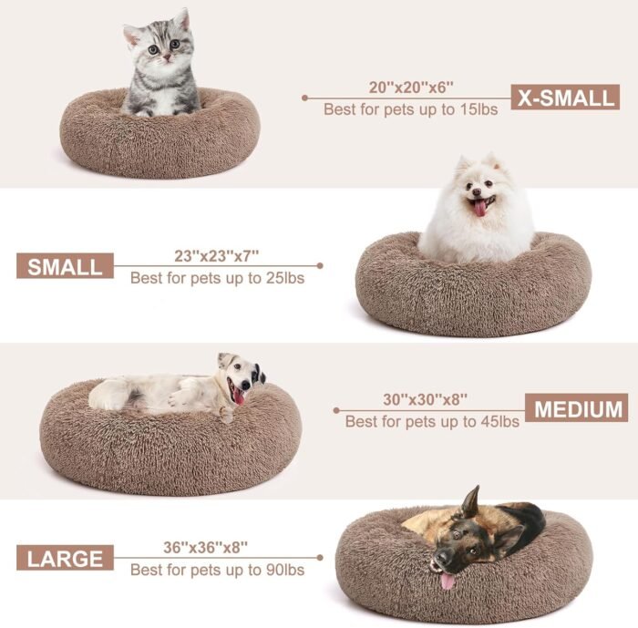 perpets Orthopedic Dog Bed Comfortable Donut Cuddler Round Dog Bed Ultra Soft Washable Dog and Cat Cushion Bed (Style 6)