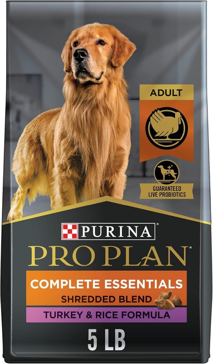 Purina Pro Plan Complete Essentials Shredded Blend Turkey and Rice Dog Food Dry Formula with Probiotics for Dogs - 5 lb. Bag