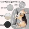 Rectangle Cat Dog Bed for Large Medium Small Pets Indoor Outdoor Machine Washable Sleeping Sofa Non-Slip Bottom Soft Puppy Bed Durable Orthopedic Calming Pet Cuddler (Large, Grey) - Image 5