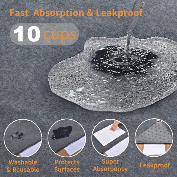 LOOBANI 2 Packs Extra Large Reusable Dog Mat for Floor, Non-Slip Washable Pee Pads for Dogs, Fast Absorbent Pet Whelping Pads, Puppy Playpen Mat for Incontinence, Housebreak, Crate, 36x48in, Gray