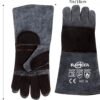 RAPICCA Animal Handling Gloves Bite Proof Double Leather Reinforced Padding Dog,Cat Scratch,Bird Handling Falconry Gloves Grabbing Reptile Squirrel Snake Bite 16in Grey-Black - Image 8
