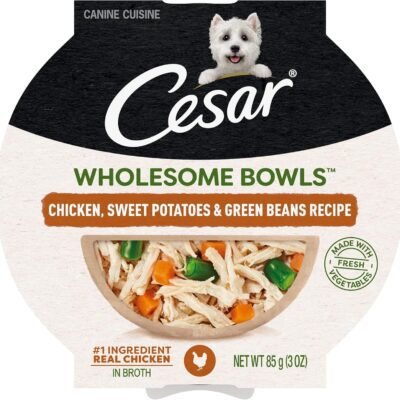 CESAR WHOLESOME BOWLS Adult Soft Wet Dog Food, Chicken, Sweet Potato & Green Beans Recipe, 3 oz., Pack of 10