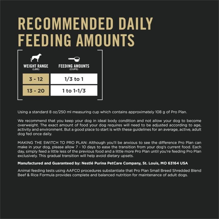 Purina Pro Plan High Protein Small Breed Dog Food, Shredded Blend Beef & Rice Formula - 18 lb. Bag