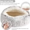 Calming Dog Beds & Cat Cave Bed with Hooded Cover,Removable Washable Round Beds for Small Medium Pets,Anti-Slip Faux Fur Fluffy Coved Bed for Improved Sleep,Fits up to 15/25 lbs (Small,20"x20") - Image 4
