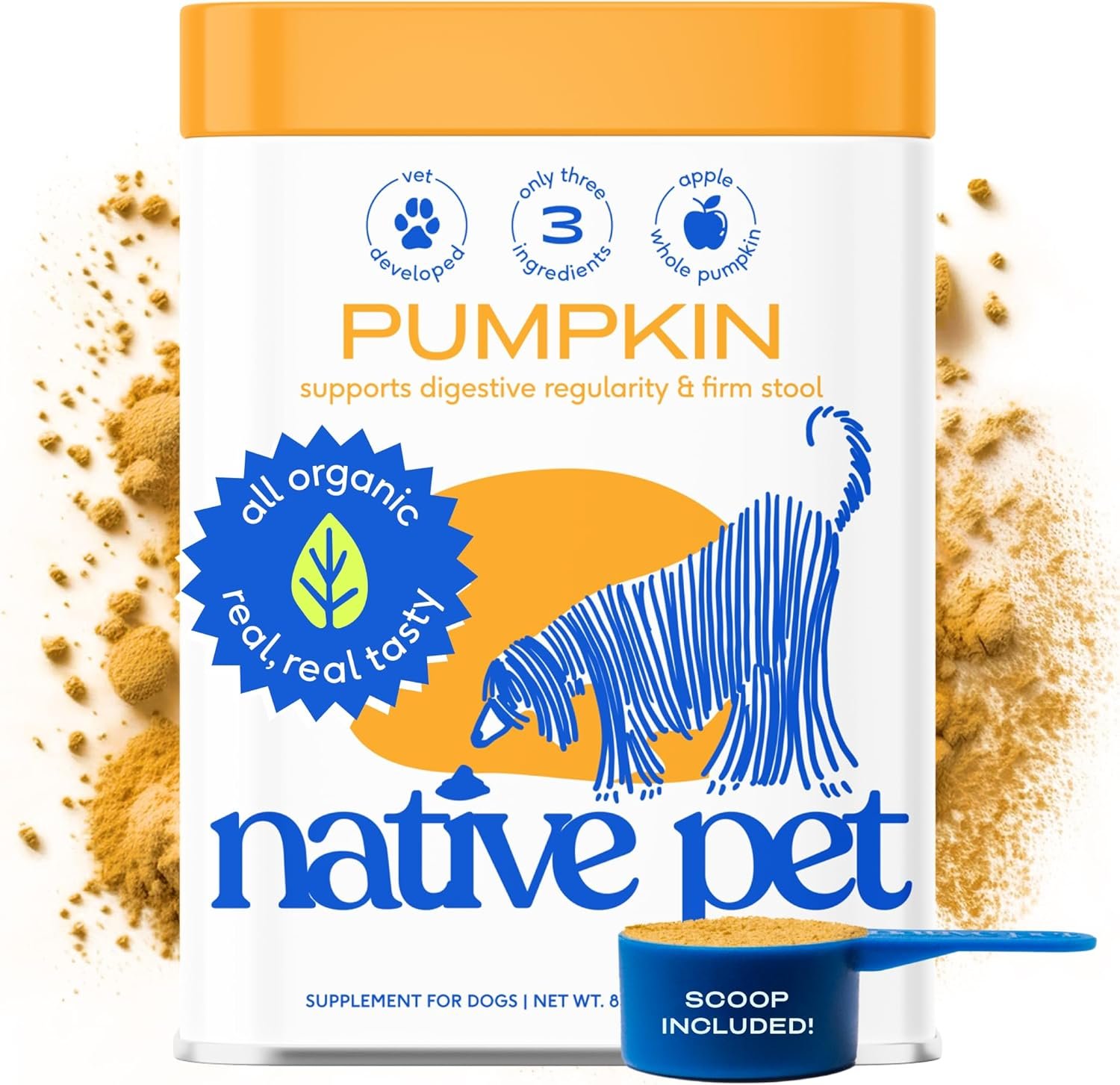 Native Pet Organic Pumpkin for Dogs (8 oz) – All-Natural, Organic Fiber for Dogs – Mix with Water to Create Delicious Pumpkin Puree – Prevent Waste with a Canned Pumpkin Alternative! (8 oz)