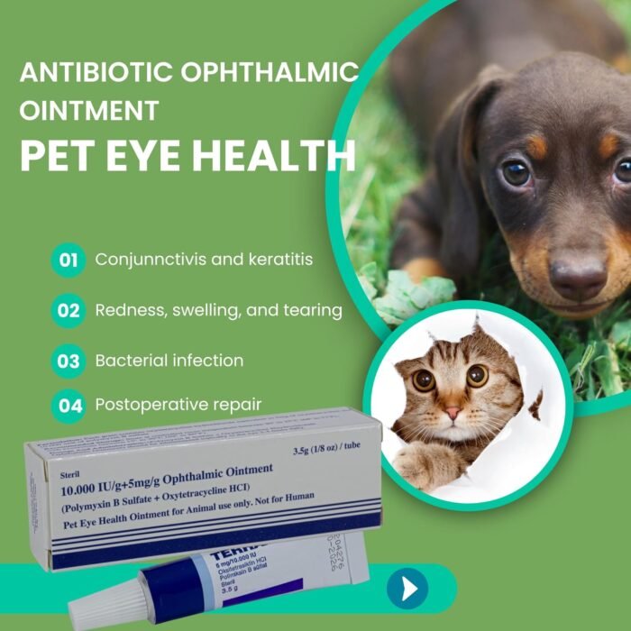 Pet Eye Health Ointment for Dogs, Cats, Cattle, Sheep, Horses, Birds and Puppies, Kittens 1/8 oz /3.5gr - 1 Tube