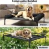 Veehoo Elevated Raised Dog Bed-Cooling Outdoor Dog Cot Bed for Large Sized Dogs Three-Sided Fence Raised Pet Cot with Mesh & No-Slip Feet Dog Hammock Bed with Removable Bolster-47 x 29" Black - Image 5