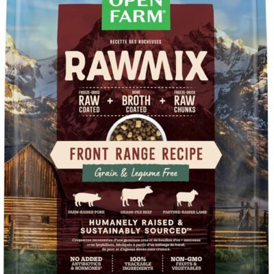 Open Farm RawMix Grain-Free Front Range Recipe for Dogs, Includes Kibble, Bone Broth, and Freeze Dried Raw, Inspired by The Wild, Humanely Raised Protein and Non-GMO Fruits and Veggies, 20 lb