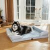 Orthopedic Dog Beds for Large Dogs, Waterproof Memory Foam Large Sized Dog Bed with Sides, Non-Slip Bottom and Egg-Crate Foam Big Dog Bed with Removable Washable Cover(Large,Light Grey) - Image 6