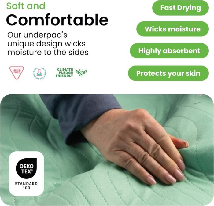 IMPROVIA® Washable Underpads, 34" x 36" (Pack of 6) - Heavy Absorbency Reusable Incontinence Pads for Kids, Adults, Elderly, and Pets - Waterproof Protective Pad for Bed, Couch, Sofa, Furniture, Floor
