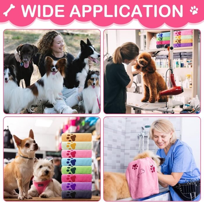 Chumia 8 Pcs Bulk Towels for Drying Dogs Cats Pet Towels Puppy Microfiber Quick Drying Dog Paw Bath Bathing Supplies Absorbent for Medium Pets(Sweet Color,40 x 24 Inch)