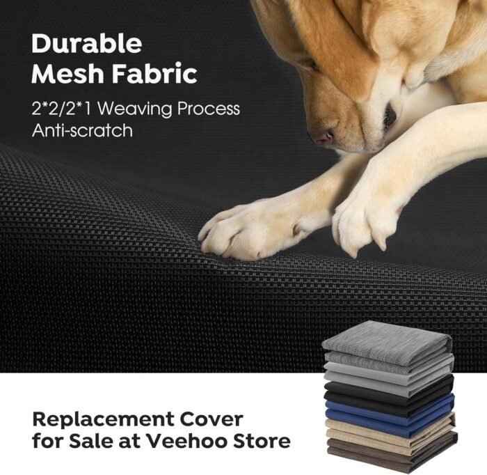 Veehoo Cooling Elevated Dog Bed, Portable Raised Pet Cot with Washable & Breathable Mesh, No-Slip Feet Durable Dog Cots Bed for Indoor & Outdoor Use, Large, CWC1803-L Black