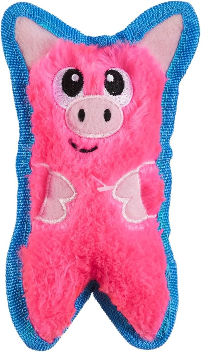 Outward Hound Durablez Tough Plush Squeaky Dog Toy, Pig, Pink, XS
