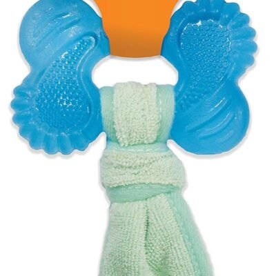 Nylabone Freezer Bone Puppy Chew Toy, Soothing Teething Toys for Puppies, Rubber & Terry Cloth, Peanut Butter Flavor, Small - Up to 25 lbs, 1 Count