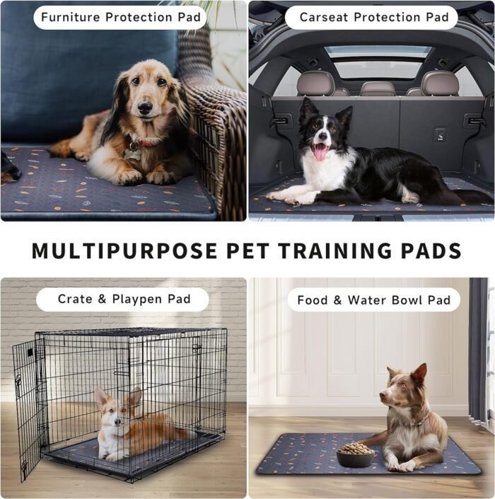 Washable Pee Pads for Dogs - 2-Pack Thick Heavy Absorbency Reusable Pee Pads Prevent Leakage Non-Slip, Waterproof Pet Training Pads for Puppy Playpen, Crate, Whelping Box, Potty Training, Grey