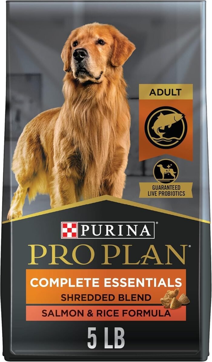 Purina Pro Plan Complete Essentials Shredded Blend Salmon and Rice Dog Food Dry Formula with Probiotics for Dogs - 5 lb. Bag