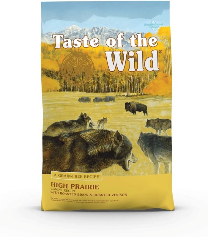 Taste of the Wild High Prairie Canine Grain-Free Recipe with Roasted Bison and Roasted Venison Adult Dry Dog Food, Made with High Protein from Real Meat and Guaranteed Nutrients and Probiotics 14lb