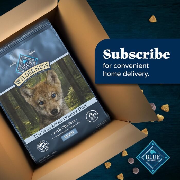 Blue Buffalo Wilderness High-Protein Natural Dry Food for Puppies, Chicken Recipe, 24-lb. Bag