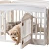 IRIS USA 24" Exercise 4-Panel Pet Playpen with Door, Dog Playpen, Puppy Playpen, for Puppies and Small Dogs, Keep Pets Secure, Easy Assemble, Fold It Down, Easy Storing, Customizable, White