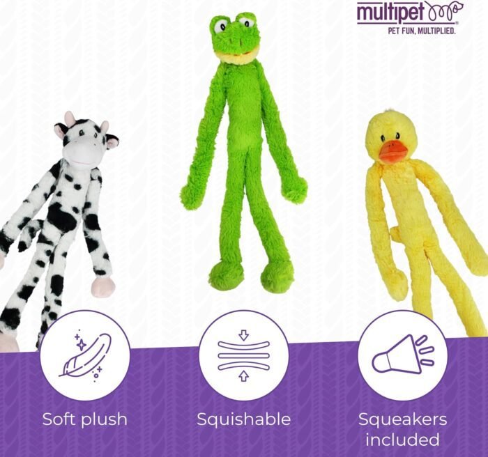 Multipet Swingin' Slevin Frog Dog Plush Toy - Squeaky Dog Toy for All Dogs - Extra Soft Plush Dog Toy - Stuffed Animal Dog Toy for Cuddling & Playing - Cute Dog Pet Toy (27”, Green, 5 Squeakers)