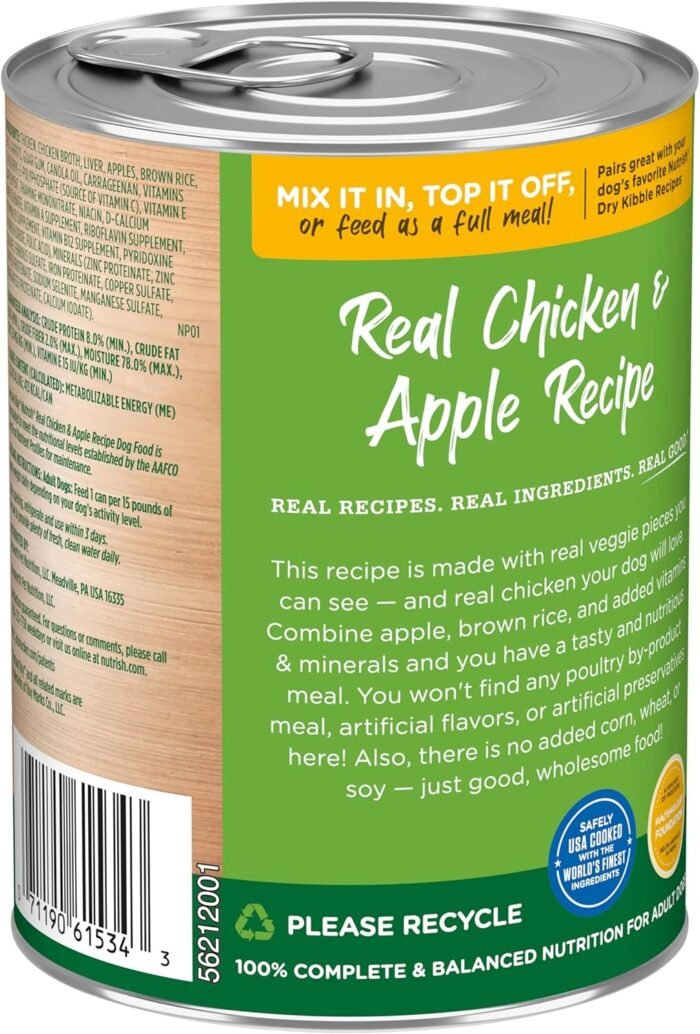 Rachael Ray Nutrish Premium Pate Real Chicken & Apple Recipe Wet Dog Food, 13 oz. Can (Pack of 12)