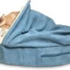 Furhaven 26" Round Orthopedic Dog Bed for Medium/Small Dogs w/ Removable Washable Cover, For Dogs Up to 30 lbs - Sherpa & Suede Snuggery - Blue, 26-inch