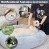 ELSKER&HOME Calming Dog Bed,Donut Washable Warming Soft Round 39 inches Dog Beds for Large Dogs,Anti-Anxiety Fluffy Plush Cushion Bed Fits up to 120 lbs Pets