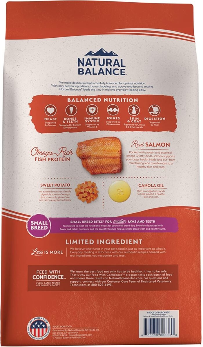 Natural Balance Limited Ingredient Small Breed Adult Grain-Free Dry Dog Food, Salmon & Sweet Potato Recipe, 12 Pound (Pack of 1), Salmon & Sweet Potato (New Formula)