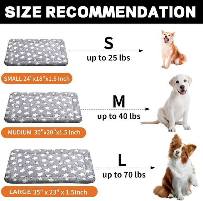 Dog Bed Mat, Reversible Crate Pads for Small/Medium/Large Dogs & Cats Sleeping, Portable & Soft, Dog Beds Crate Pad - Machine Washable Dog Mat Bed Kennel Mat Cat Bed S(24“*18”*1.5“)