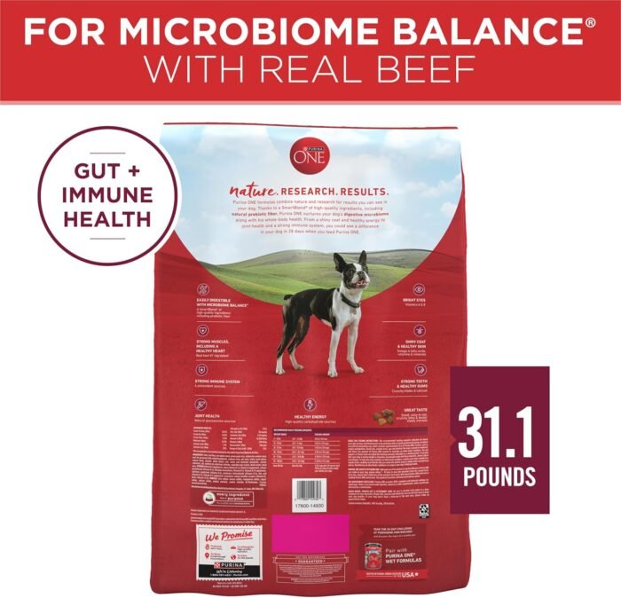 Purina ONE Small Bites Beef and Rice Formula Small High Protein Dry Dog Food Natural with Added Vitamins, Minerals and Nutrients - 31.1 lb. Bag