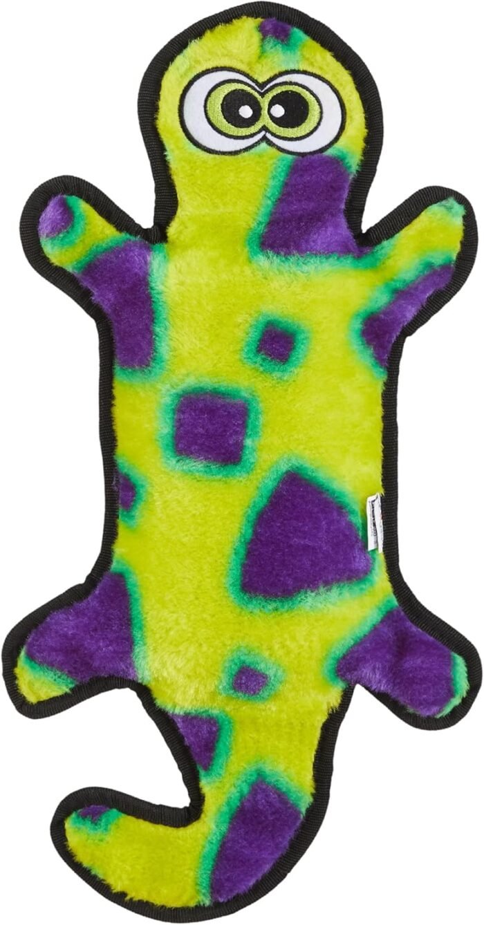 Outward Hound Durablez Tough Plush Squeaky Dog Toy, Gecko, Green, Large