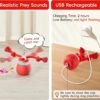 Potaroma Interactive Dog Ball Toys Touch Activated, Rechargeable, Squeaky Dog Toy, Moving Wicked Ball for Pup with Rope for Medium Small Dogs Puppy Dark Red - Image 6