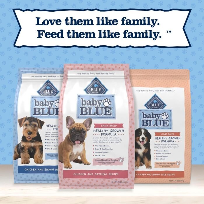Blue Buffalo Baby BLUE Natural Small Breed Puppy Dry Dog Food, Healthy Growth Formula with DHA, Chicken and Oatmeal Recipe, 4-lb. Bag