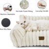 Bedsure Cute Couch for Pets - Fluffy Cat Sofa with Premium Soft Corduroy Fleece, Fuzzy Couch Bed with Removable Washable Cover, Supportive Cat Chair for Indoor Cats, 24inch, Cream - Image 5