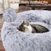 Dog & Cat Bed 2 Pack, 20'' Cat Beds for Indoor Cats, Calming Donut Bed for Puppy and Kitten, Washable Round Fluffy Pet Bed for Small Medium Dogs and Cats (Grey&White) - Image 4