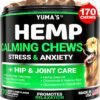 YUMA'S Hemp Calming Chews for Dogs - Advanced Dog Calming Chews - 170 Treats - Anxiety Relief Treats - Hemp Oil - Separation Aid, Stress, Hip and Joint Supplement for Canine Health Support