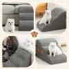 Romrol Dog Stairs Ramp for Beds Couches, Extra Wide Pet Steps with Durable Non-Slip Waterproof Fabric Cover, Dog Slope Stairs for Small Dogs and Cats or Pets Friendly, 3-Tiers,15 Inch