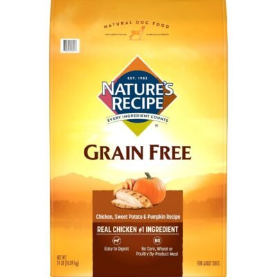 Nature’s Recipe Grain Free Chicken, Sweet Potato & Pumpkin Recipe Dry Dog Food, 24 lb. Bag