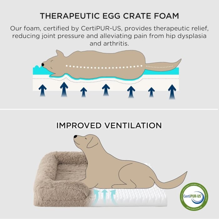 Bedsure Orthopedic Dog Bed for Medium Dogs - Calming Waterproof Dog Sofa Beds Medium, Supportive Foam Pet Couch Bed with Removable Washable Cover, Waterproof Lining and Nonskid Bottom, Multi Color