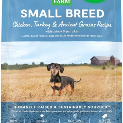 Open Farm, Ancient Grains Dry Dog Food for Small Breeds, Protein-Rich & Nutrient Dense, 90% Animal Protein with Non-GMO Fruits, Veggies and Superfoods, Chicken & Turkey Recipe for Small Dogs, 4lb Bag