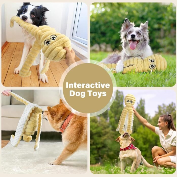 Dog Toys for Large Dogs, 27” Extra Large Plush Octopus Dog Toy, Crinkle Squeaky Dog Toys, Tug of War Pet Toy for Small Medium Large Dogs, Puppy Chew Toys