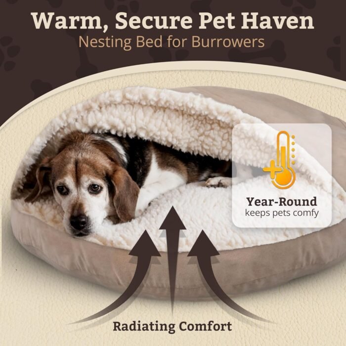 81YhVCCRizL._AC_SL1500_.jpg Snoozer Luxury Microsuede Cozy Cave Pet Bed, Large, Buckskin