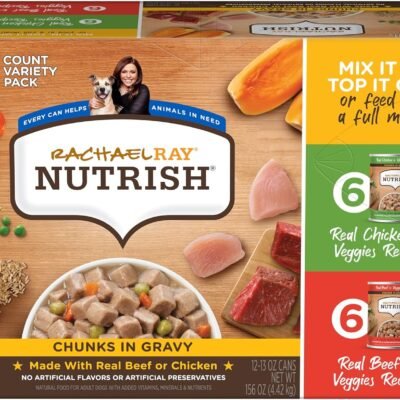 Rachael Ray Nutrish Chunks in Gravy Wet Dog Food Variety Pack, 13 Ounce (Pack of 12)