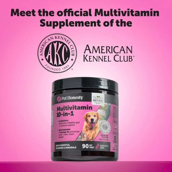 Pet Honesty Senior Dog Multivitamin - Essential Dog Vitamins and Supplements - Glucosamine, Probiotics, Omega Fish Oil for Dogs Health & Heart- Dogs Vitamins Health Supplies (Duck 90 ct)