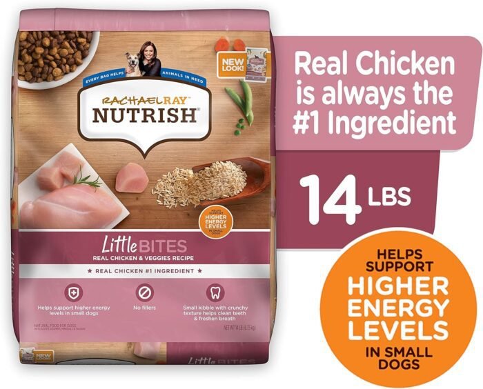 Rachael Ray Nutrish Little Bites Small Breed Natural Premium Dry Dog Food, Real Chicken & Veggies Recipe, 14 Lbs