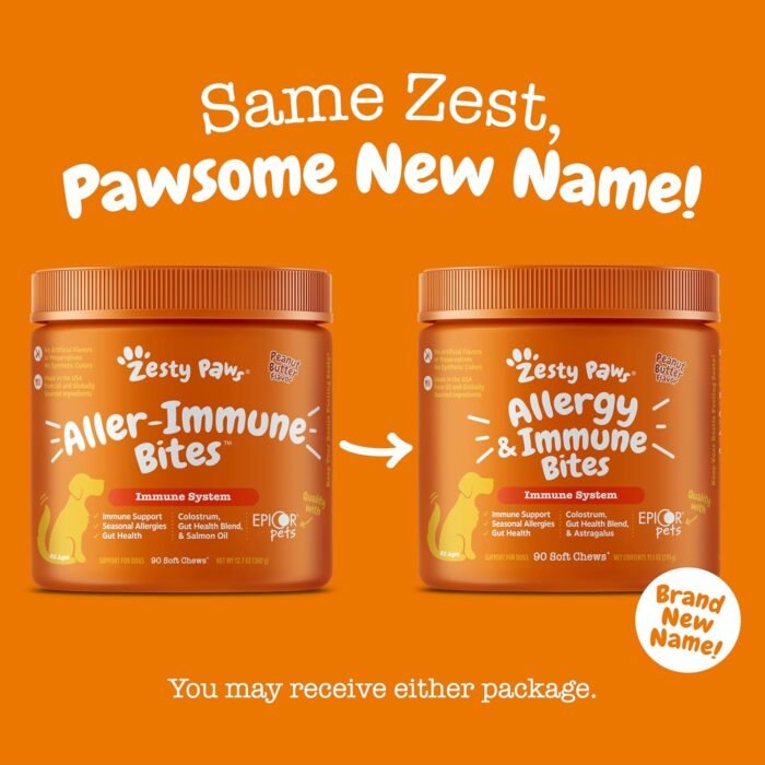 Zesty Paws Dog Allergy Relief- Dog Itching Skin Relief- Dog Probiotics for Itchy Skin and Itchy Ears- Dog Allergy Paw Relief- Dog Allergy Chews- Dog Itch Relief - Dog Skin Allergy Relief - PB - 90ct