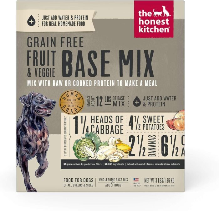 The Honest Kitchen Dehydrated Grain Free Fruit & Veggie Base The Honest Kitchen Dehydrated Grain Free Fruit & Veggie Base Mix Dog Food (Just Add Protein), 3 lb Box
