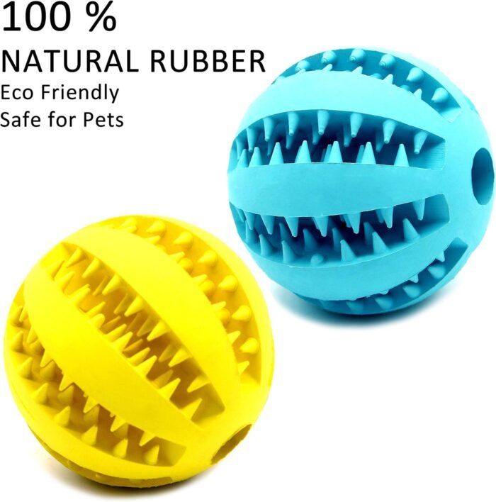 Youngever 2 Pack Dog Ball Toys for Pet Tooth Cleaning, Chewing, Fetching, Treat Ball Food Dispensing Toys (Small 2 Inch)