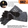 RAPICCA Animal Handling Gloves Bite Proof Double Leather Reinforced Padding Dog,Cat Scratch,Bird Handling Falconry Gloves Grabbing Reptile Squirrel Snake Bite 16in Grey-Black - Image 2