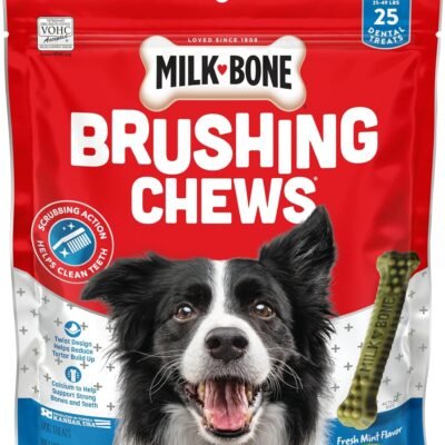 Milk-Bone Brushing Chews Daily Dental Dog Treats, Fresh Mint Flavor, Small/Medium, 25 Count